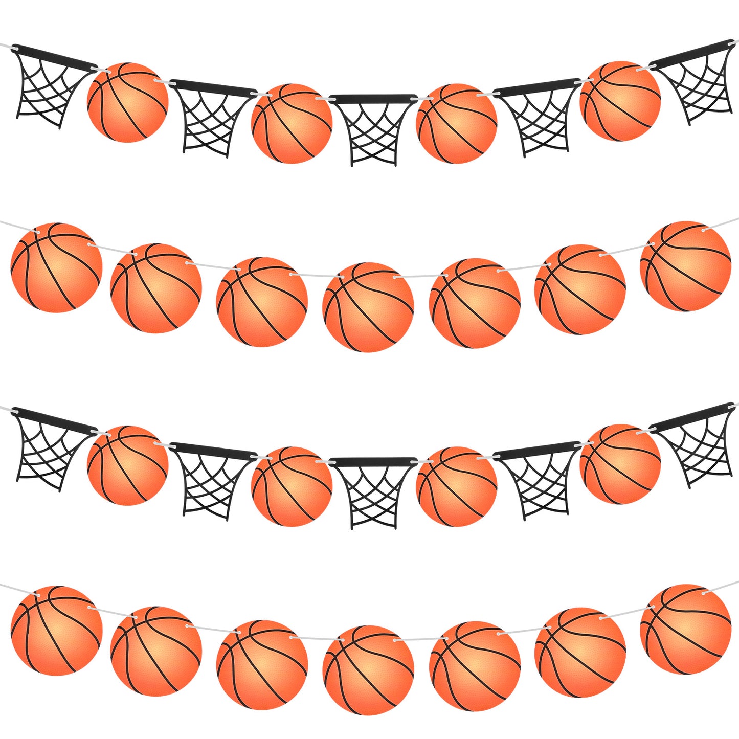 Basketball Party Decorations 4Pcs Pre-piercing Basketball Party Banners for Sports Theme Baby Shower Birthday Supplies