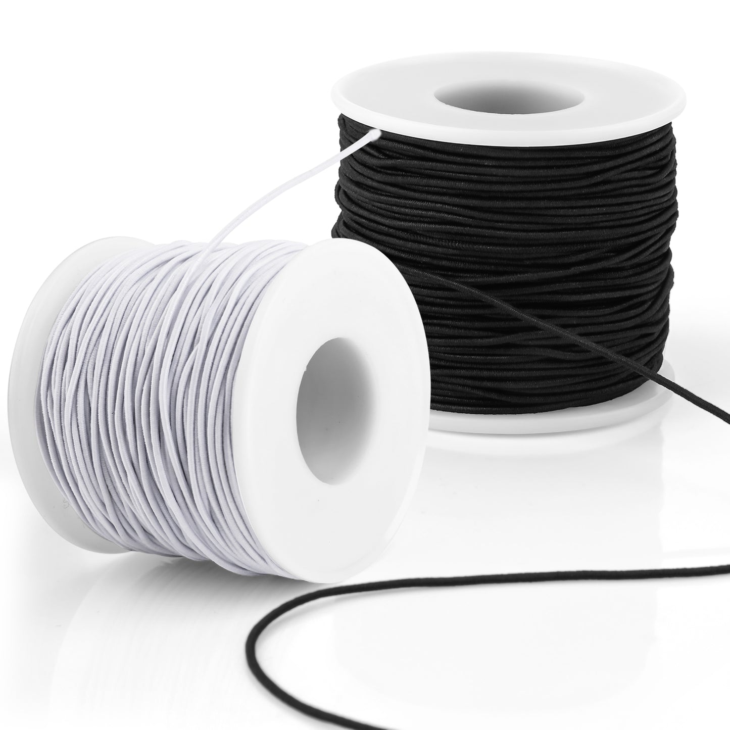 Lusofie Nylon Polyester 1mm Elastic Cord, 100m Black & White, for Bracelets, Necklaces, Beading, Sewing Crafts