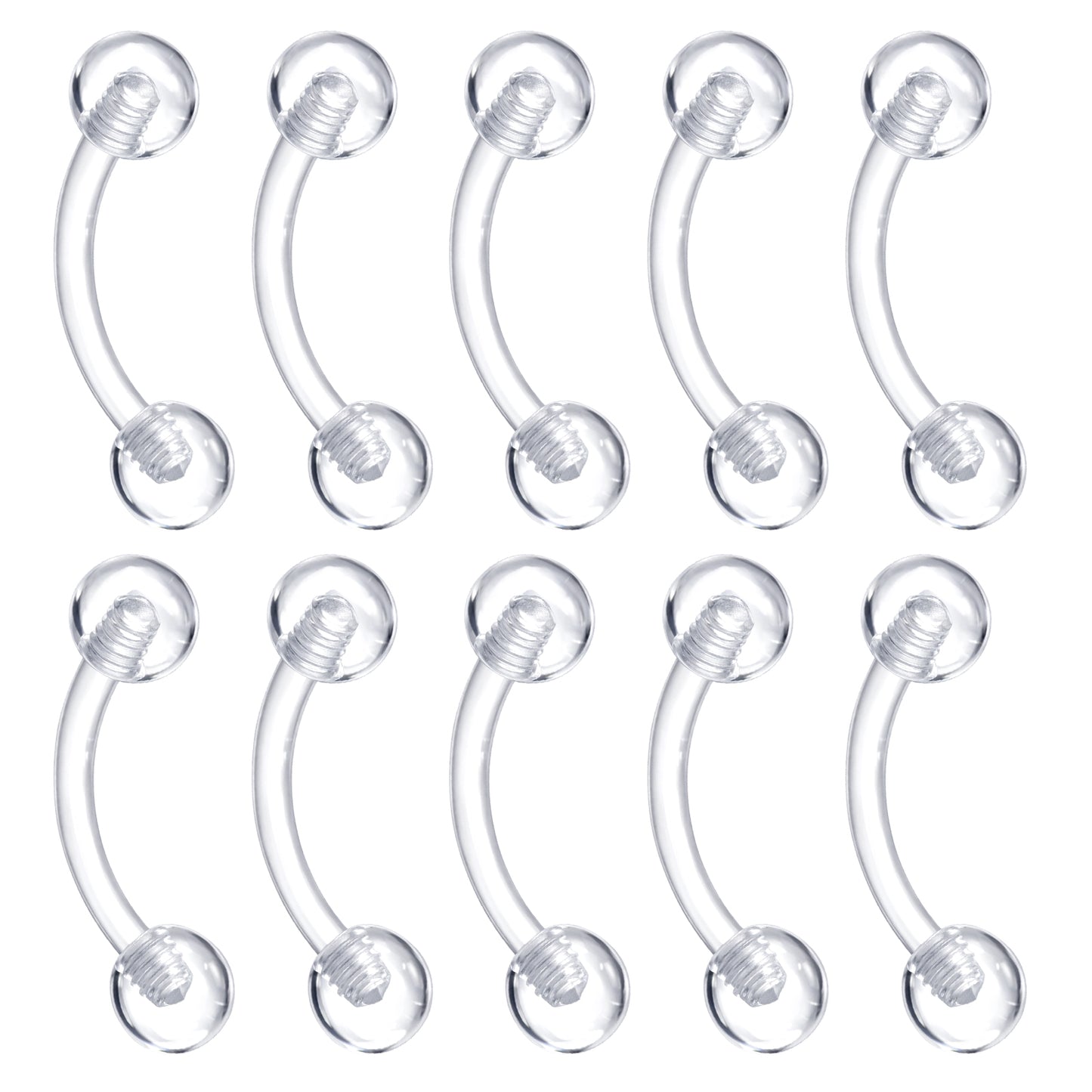 Josojoou 10Pcs Plastic Belly Button Rings 14G Clear Belly Button Ring Acrylic Nose Rings Lip Eyebrow Nipple Tongue Body Piercing Jewelry for Women Men Sports Surgery(StyleA)