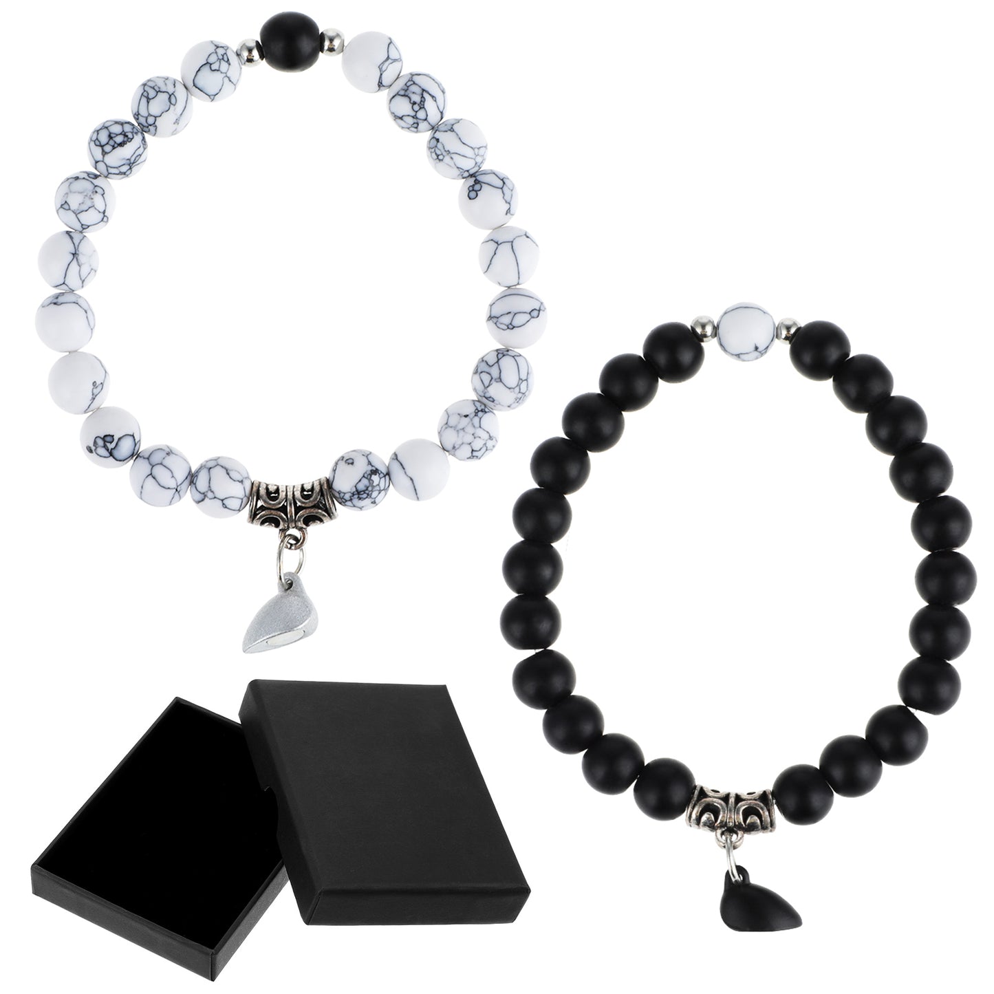 HaiFafafaing 2 Pcs Couple Bracelets - Natural Stone Beaded Matching Bracelets for Couples, Long Distance Relationship Couples Gifts for Boyfriend Girlfriend