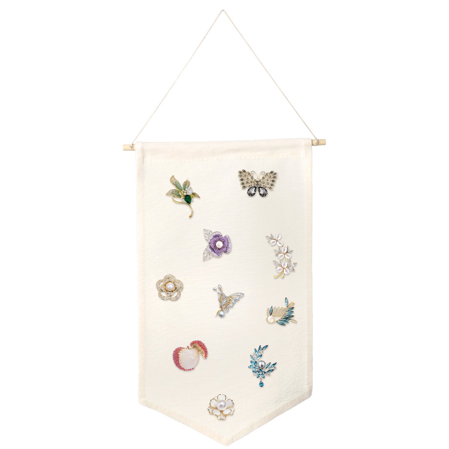 HekouJiub Canvas Banners Pin Wall Hanging Display Banner Brooch Jewelry Storage Case Enamel Pin Holder Earrings Necklace Button Collection Organizer