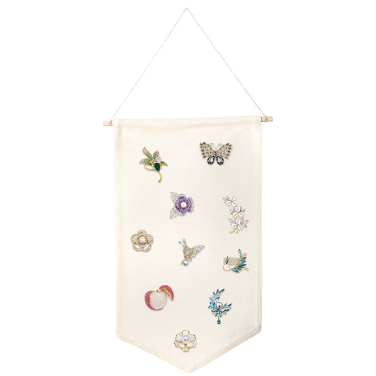 HekouJiub Canvas Banners Pin Wall Hanging Display Banner Brooch Jewelry Storage Case Enamel Pin Holder Earrings Necklace Button Collection Organizer