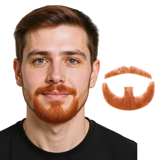HaiFafafaing Fake Mustache for Men Realistic Brown Beard False Fake Moustaches Stick On Mustaches for Adult Halloween Cosplay Party Makeup(Brown)