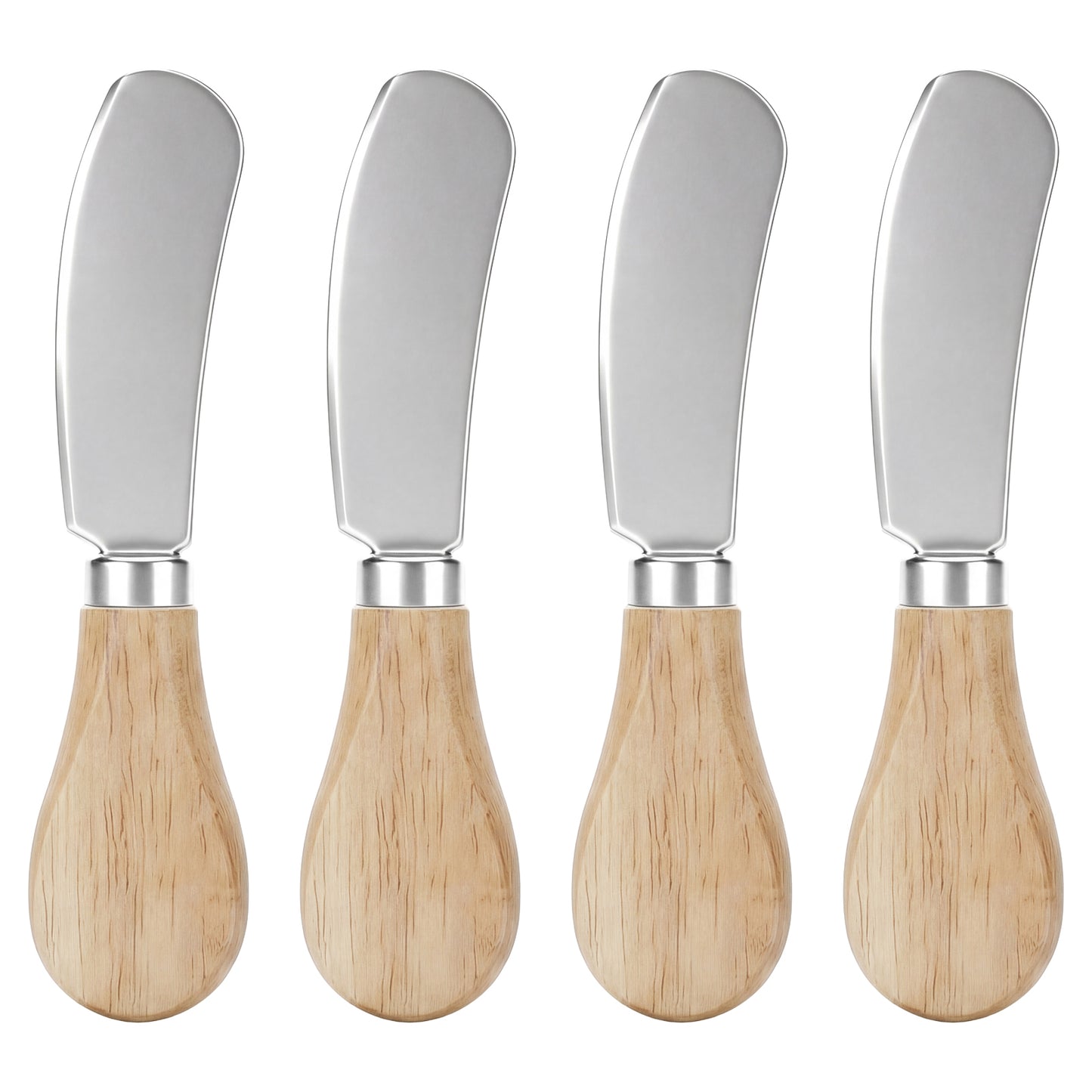 Gemoioio 4Pcs Cheese Spreader, Butter Spreader Knife, Stainless Steel Jam Cheese Spreaders Knives with Wooden Handle for Charcuterie, Sandwiches, Dips, and Appetizer Kitchen Use(12Inch)