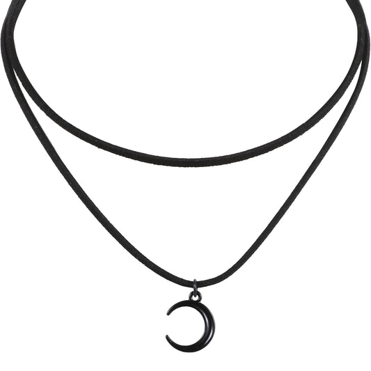 Tucnoeu Layered Goth Necklaces, Moon Necklaces for Women, Black Moon Choker