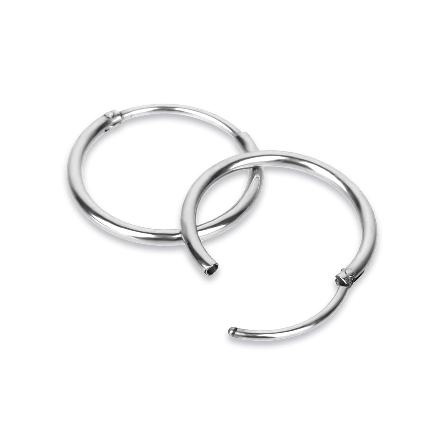 A Pair of Small Hoops Earrings for Women,Silver Cartilage Hoop Earring,Piercing Jewellery Tiny Hoop Earring(1.2 x 8mm)