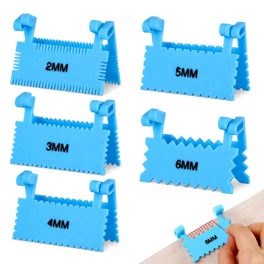 Gemoioio 5pcs Blue Sewing Rulers Clip On Edge Stitch Lock and Sewing Gauge