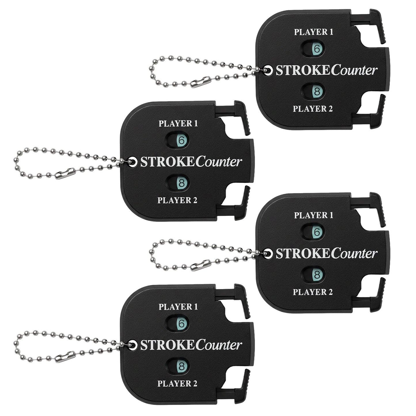 4PCS Golf Stroke Counters- Portable ABS Golf Score Counter with Hanging Rope Mini Square Design- 2 Player Shots Counter for Men and Women, Different Kinds of Training Competitions and Games