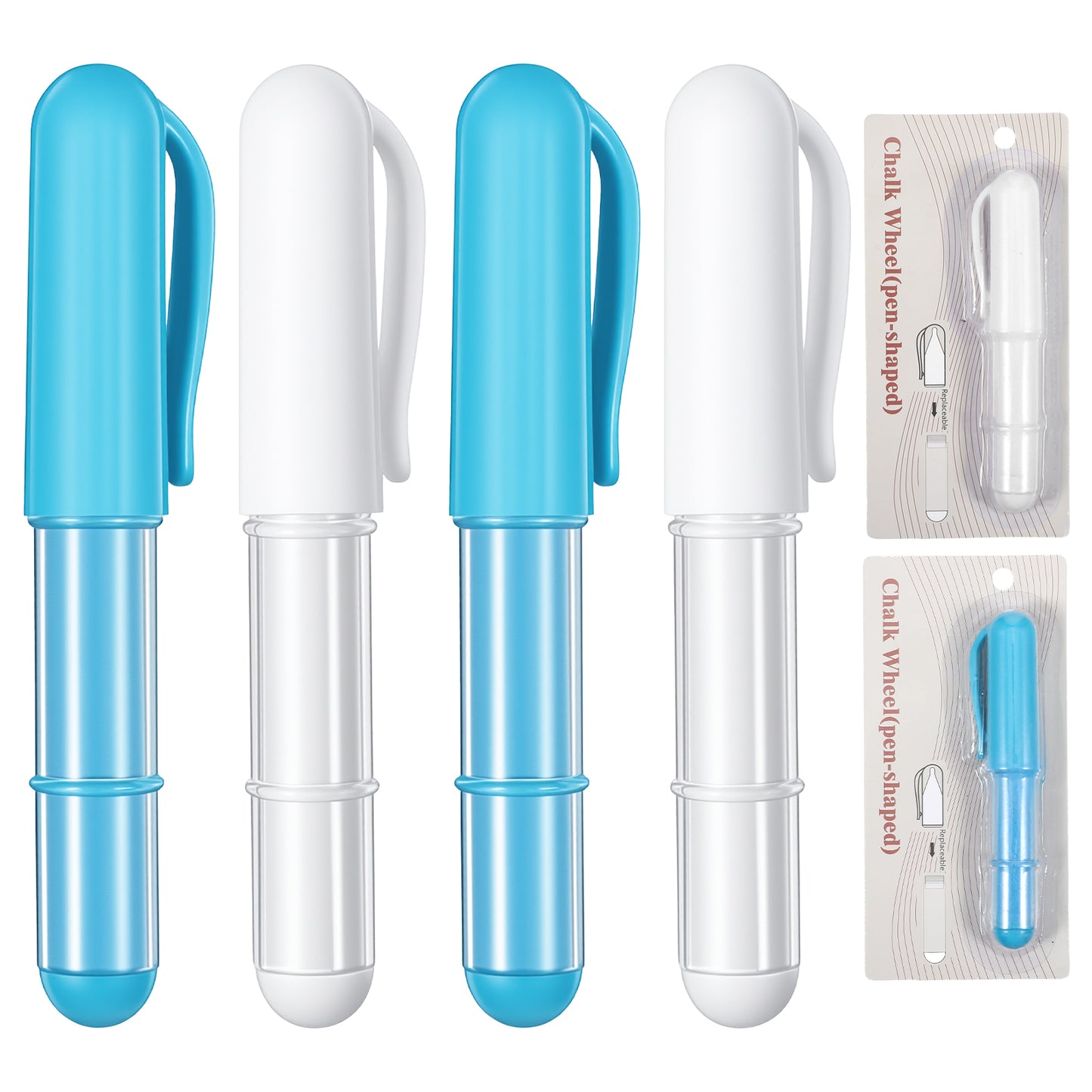 Gemoioio 2Pcs Sewing Chalk for Fabric, Fabric Chalk for Sewing, Chalks Pencils for Sewings, Wipeable and Washable Markers for Cloth, Leather(Blue, White)