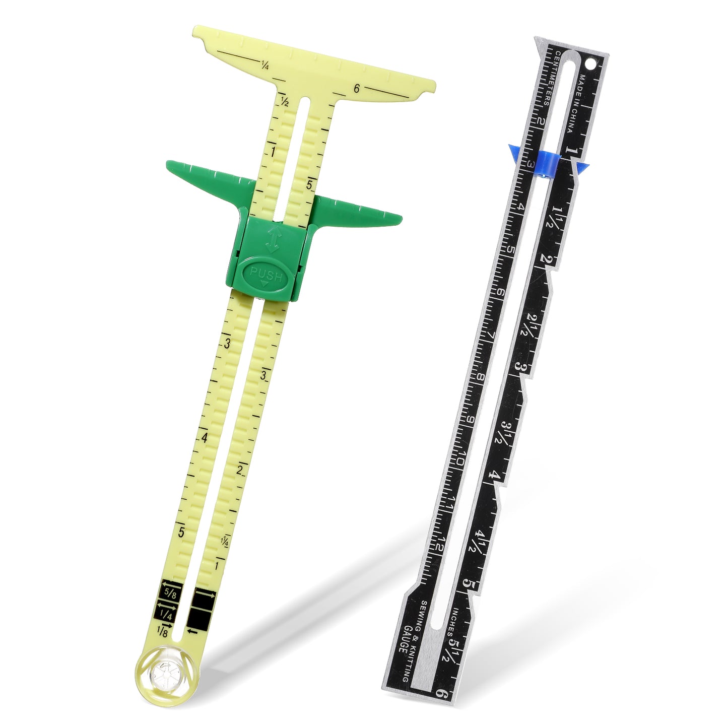 2PCS Sewing Ruler-  Quilting Rulers for Sewing Measuring Tool- Fabric Quilting Notions for Knitting Crafting Seaming Hemming Measuring Beginner Supplies