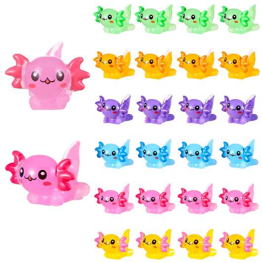 Tucnoeu 24 Pcs Mini Axolotl Resin Charms, Miniature Axolotl Ornament Tiny Animal Figures for DIY Garden Dollhouse Birthday Party Decoration Aquarium