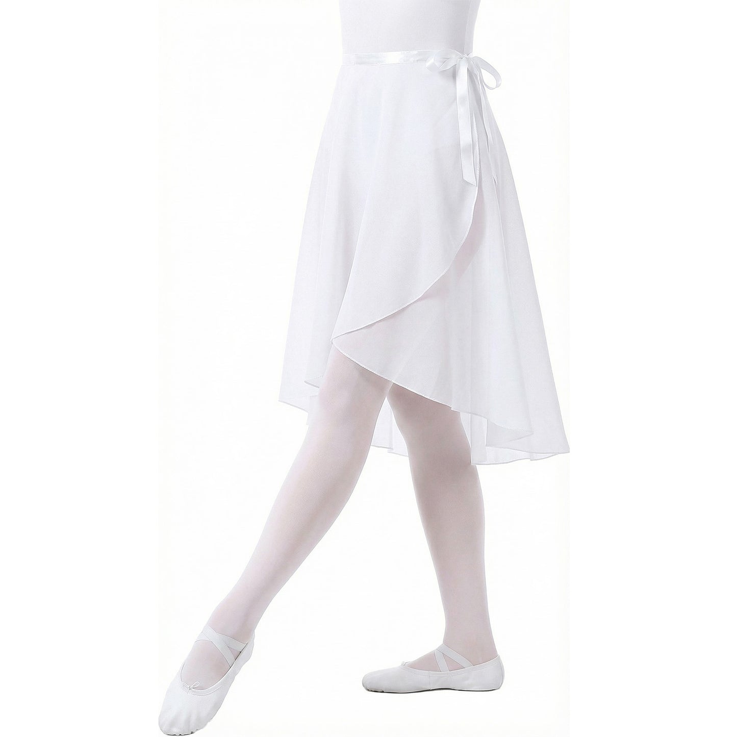 Yolev Dance Skirts for Women Sheer Chiffon Ballet Wrap Skirt with Elastic Ties Short White Ballet Skirt for Adult Women (White)