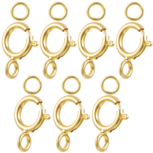 Sterling Silver Clasps 5mm Jewelry Making Clasps with 4mm Jump Rings Necklace Closures for DIY Bracelets Necklaces Accessories(Gold)