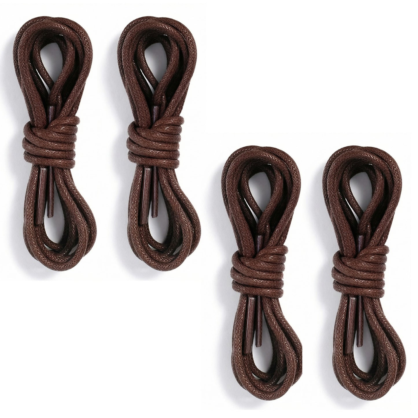 Neyauo 2 Pairs Shoe Laces for Men, Leather Shoe Laces, 1/8" Round Cotton Waxed Shoelaces for Dress Shoes Chukka, 110cm/43 Inch