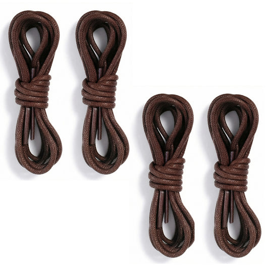 Neyauo 2 Pairs Shoe Laces for Men, Leather Shoe Laces, 1/8" Round Cotton Waxed Shoelaces for Dress Shoes Chukka, 110cm/43 Inch
