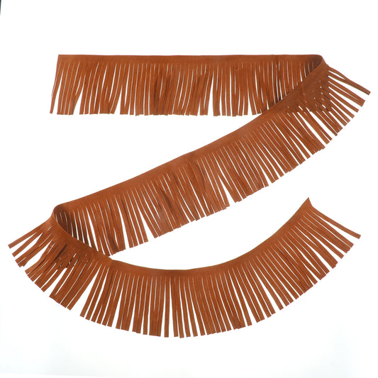 Double Sided Leather Fringe Trim, 5 Yards- 3 Inch Brown PU Faux Leather Tassel Trim for Belly Dance Costumes, Boho Purses, Western Vest, Jacket & DIY Craft Sewing Supplies
