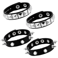 Dimioaoa 4Pcs Goth Punk Spiked Studded Bracelets for Women Men