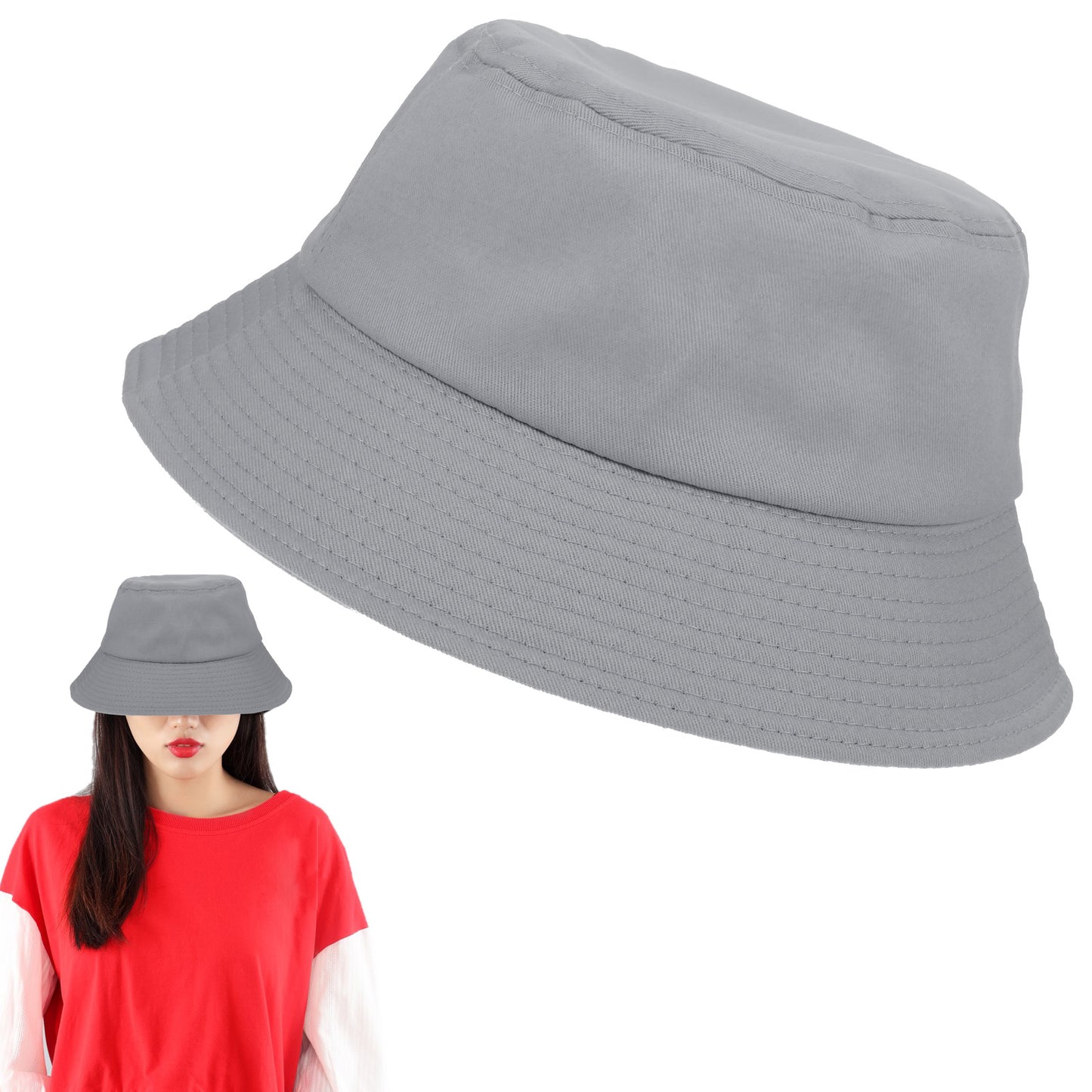 Yolev Unisex Bucket Hat Solid Colors Sun Hat with UV Protection Packable Summer Hats for Outdoor Sports (Grey)