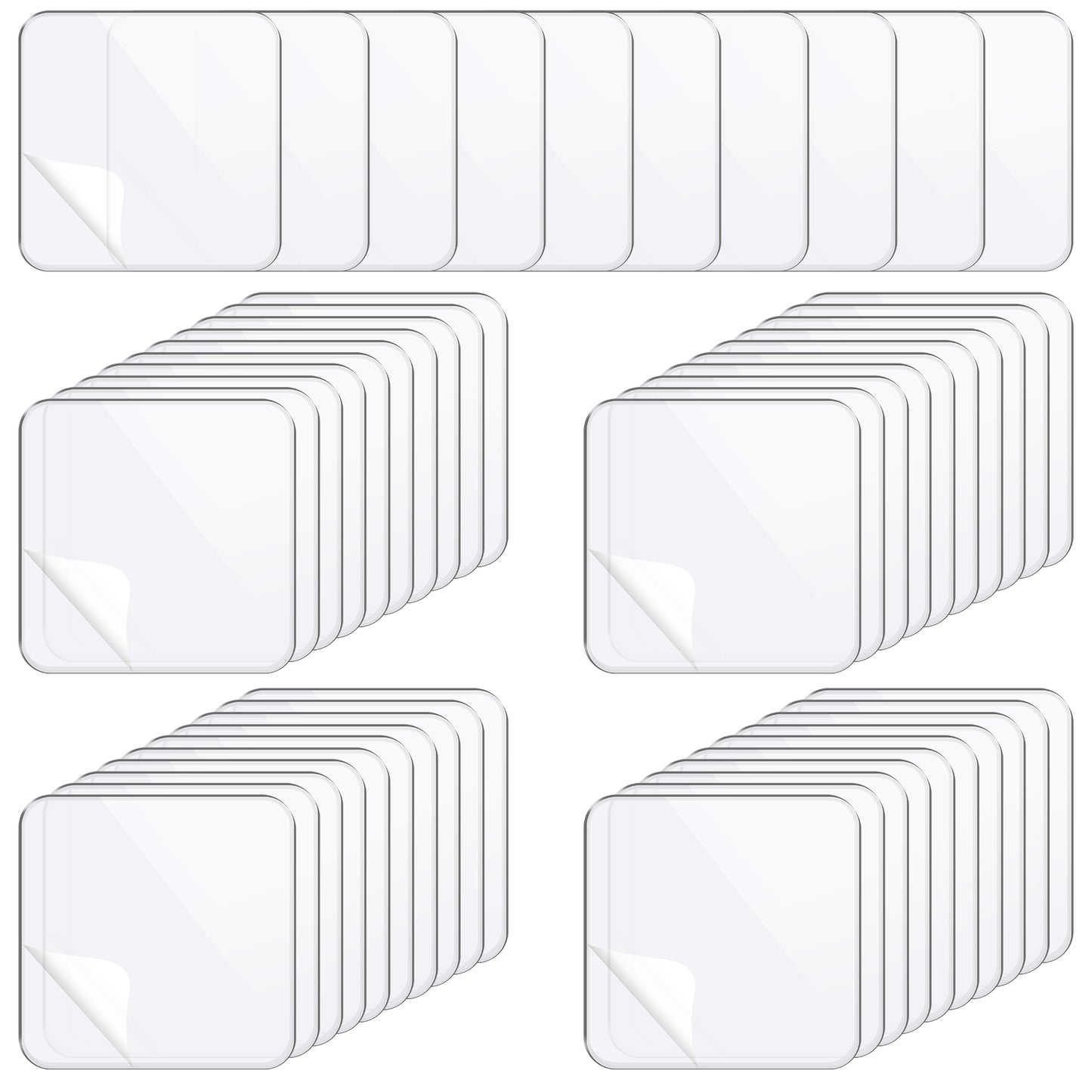 Tucnoeu 50pcs Clear Double Sided Adhesive Pads,2.4inch Square Strong Double Sided Sticky Pads,Waterproof Sticky Patch for DIY Craft Home Office Wood Wall Hanging Carpet Fixing