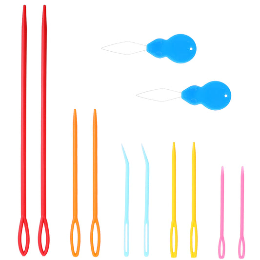 92PCS Plastic Yarn Needles with Threader, 5 Sizes Large-Eye Darning Needles, Colorful Crochet Needl for Yarn for Crocheting, Brocade Weaving, Tapestries, Canvas Making, and DIY Hand Sewing