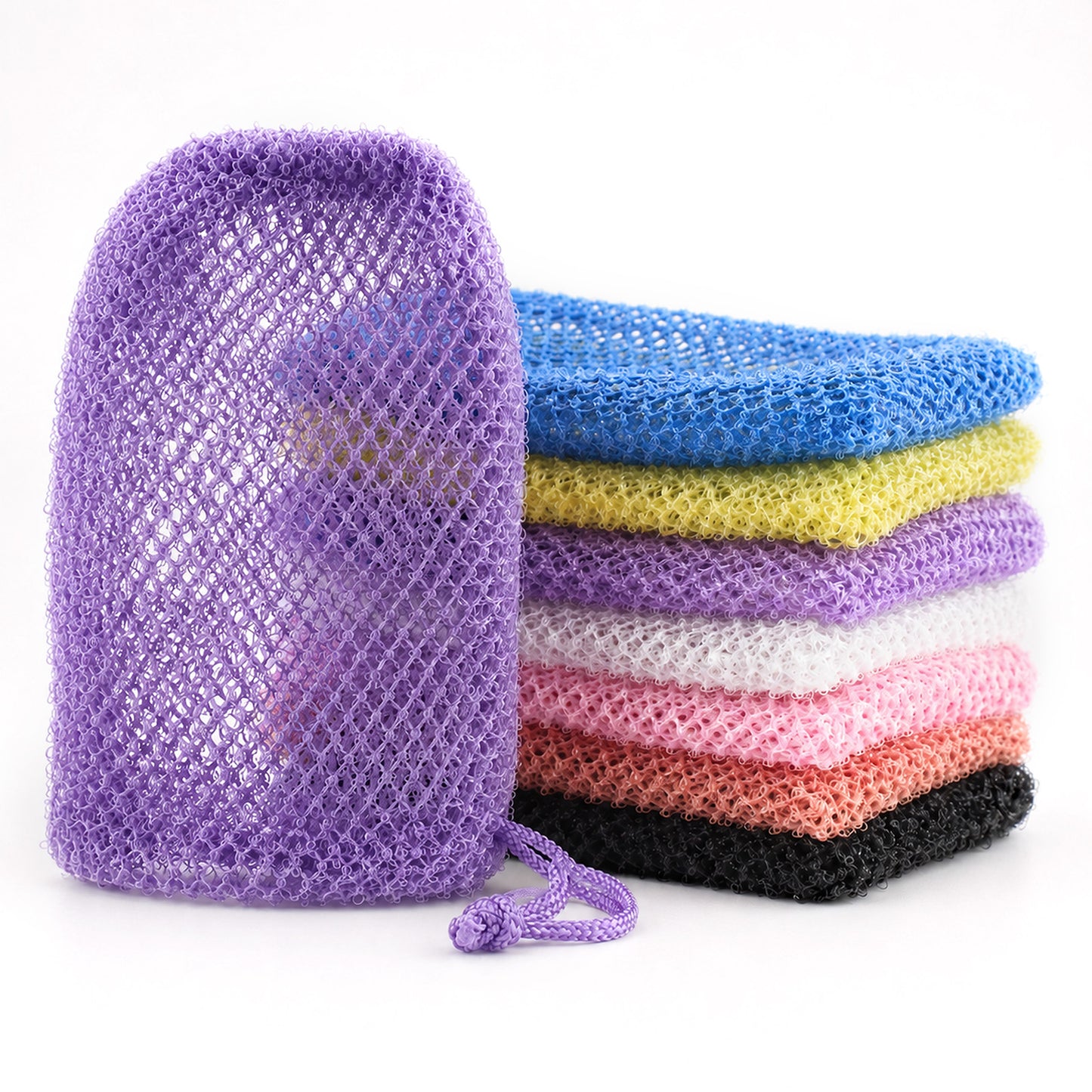 Mesh Soap Bags for Soap Bars, 7 Pack Soap Saver Bag with Drawstring Closure, Hangable Nylon Soaps Pouch for Shower & Travel, Exfoliating Bar Soaps Holder for Body Wash, Colorful