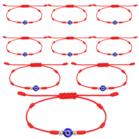 Yolev 9Pcs Evil Eye Bracelets 7 Knot Lucky Bracelets Set Adjustable Red String Bracelet with Gold Beads Handmade Braided Evil Eye Jewelry for Women Men