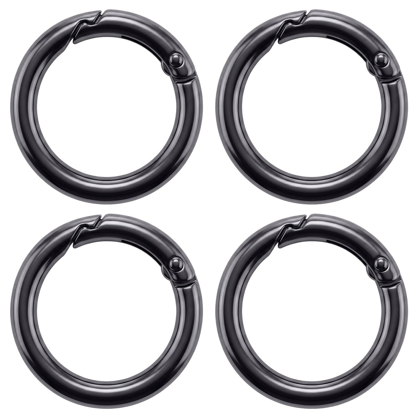 4 Pcs Spring O Rings for Purse Strap, 1 Inch Metal Key Rings for Handbag, Crossbody Bag, DIY Craft, Zinc Alloy, Black