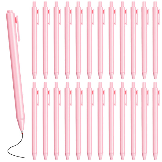Neyauo 25 Pcs Ballpoint Pens Bulk Retractable Comfortable Writing Pens Medium Point 1.0 Mm Black Ink For School Office Home (Pink)