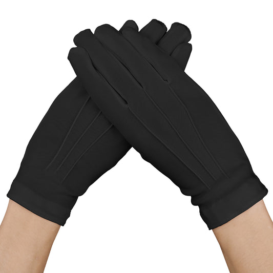 HaiFafafaing Cotton Gloves with Snap Cuff for Formal Events, Tuxedo Uniforms, Parades, and Mimes for Communion, Police, Servers, Coin Handling, Jewelry, Funerals, and Usher Duties(White)