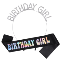 Birthday Girl Sash and Tiara,irthday Sash with Iridescent Foil Birthday Gift for Her,Silver Birthday Headband,Accessories for Birthday Decorations