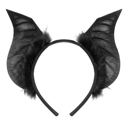 HekouJiub Bat Ears Faux Fur Bat Headband Halloween Cosplay Costume (Black)