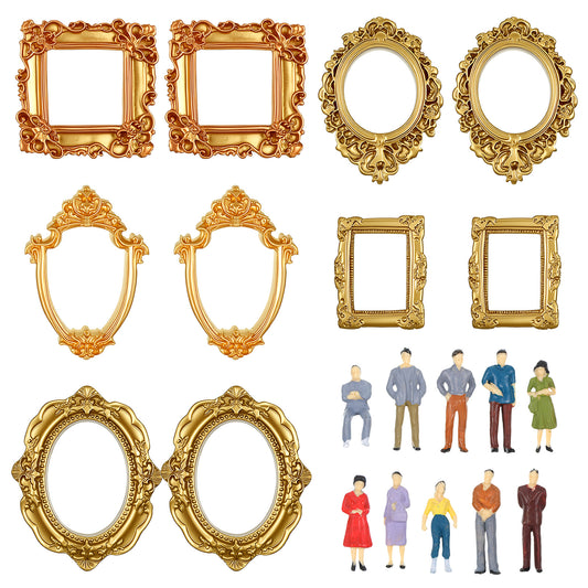 Yykazqe Mini Museum Kit with 10 Pcs 1:50 Miniature People Figurines and 10 Pcs MiniPicture Frames - Perfect Mini Museum Accessories for DIY Projects
