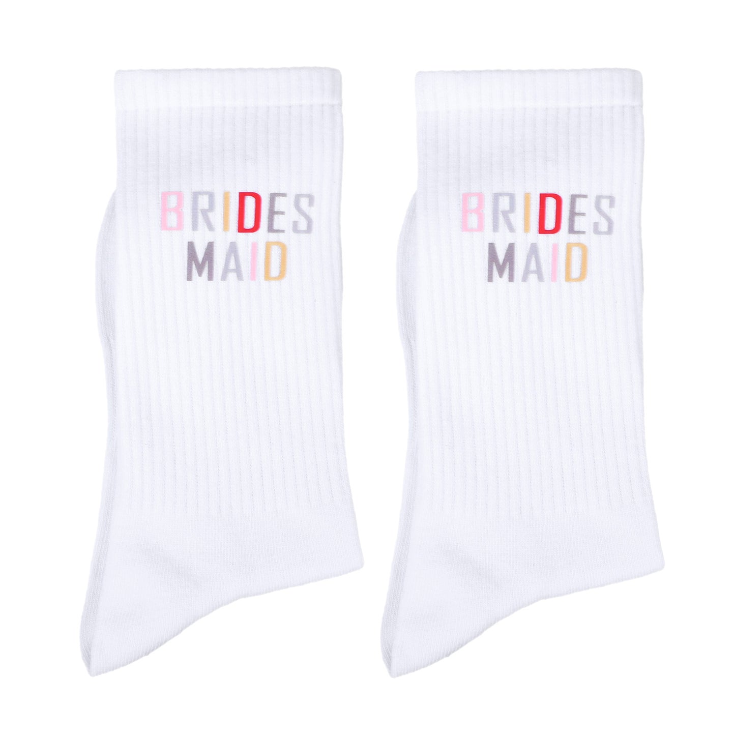 Tucnoeu 2 Pairs White Bride Socks, Bridesmaid Gifts, Embroidered Socks for Women, Bridesmaid Proposal Gifts, Soft Cotton Bridal Sock