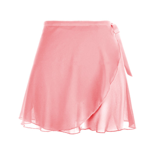 Women's Ballet Wrap Skirt Chiffon Dance Wrap Skirt with Adjustable Waist Tie Gymnastics Ballet Skirts for Women (Lotus Root Pink)