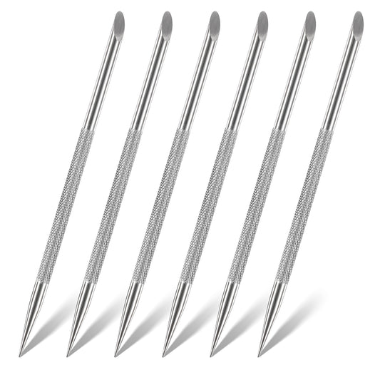 6pcs Stainless Steel Cuticle Pusher,Nail Cleaning Cuticle Stick,Remover Cutter Manicure Pedicure Tool,Nail Tools for Fingernails Toenails