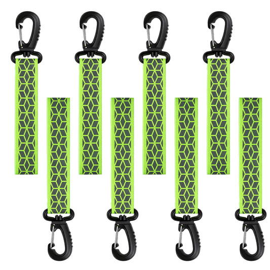 Josojoou 8Pcs Reflective Straps Green Reflective Backpack Tags Glow in the Dark Keychain for Backpack Clothes Wheelchair Cycling Walking Running