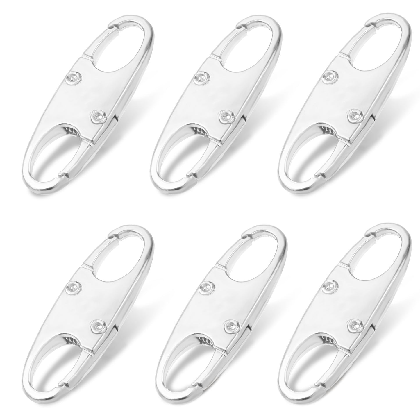 DIVINA VITAE Zipper Clips Anti Theft Deterrent, 6PCS S Carabiner Small Zipper Pull Locks Mini Snap S Hooks for Backpacks Camping Fishing Traveling Outdoor Sports (Silver)
