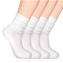 Women's Crew Socks Cushioned Mid Socks White Athletic Socks Thin Cotton Long Socks for Women Hiking Running Casual Workout(2 Pairs)