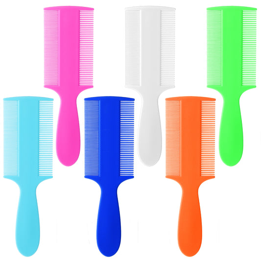 6 Pcs Double Sided Fine Tooth Comb Lice Flea Removal Comb Portable Plastic Grooming Combs with Handle Effective Dandruff Cleaning Tool for Newborn Baby Adults Children Pets Daily Hair(6 Colors)