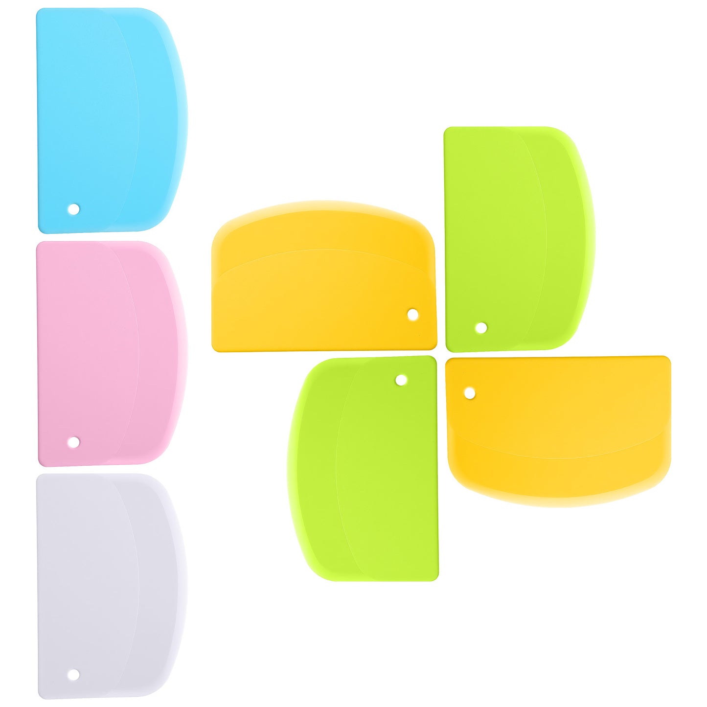 7 Pcs Bench Scraper, Bowl Scrapers for Bread Dough Kicthen, Flexible Plastic Scraper Tool with Curved Edge, Cake Baking Food Scrapers for Bread, Cake, Dough, Pastry, Pizza(5.31 x 3.6inch, Mixed Color)