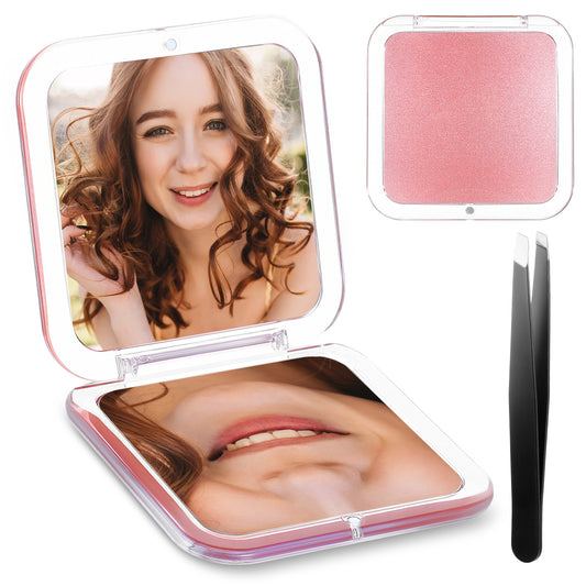 Josojoou Compact Mirror with Tweezers, 30X Magnification Makeup Mirror, Portable Pocket Mirrors, Suitable for Purse or Handbag Use, Travel Essential, Suitable for Women