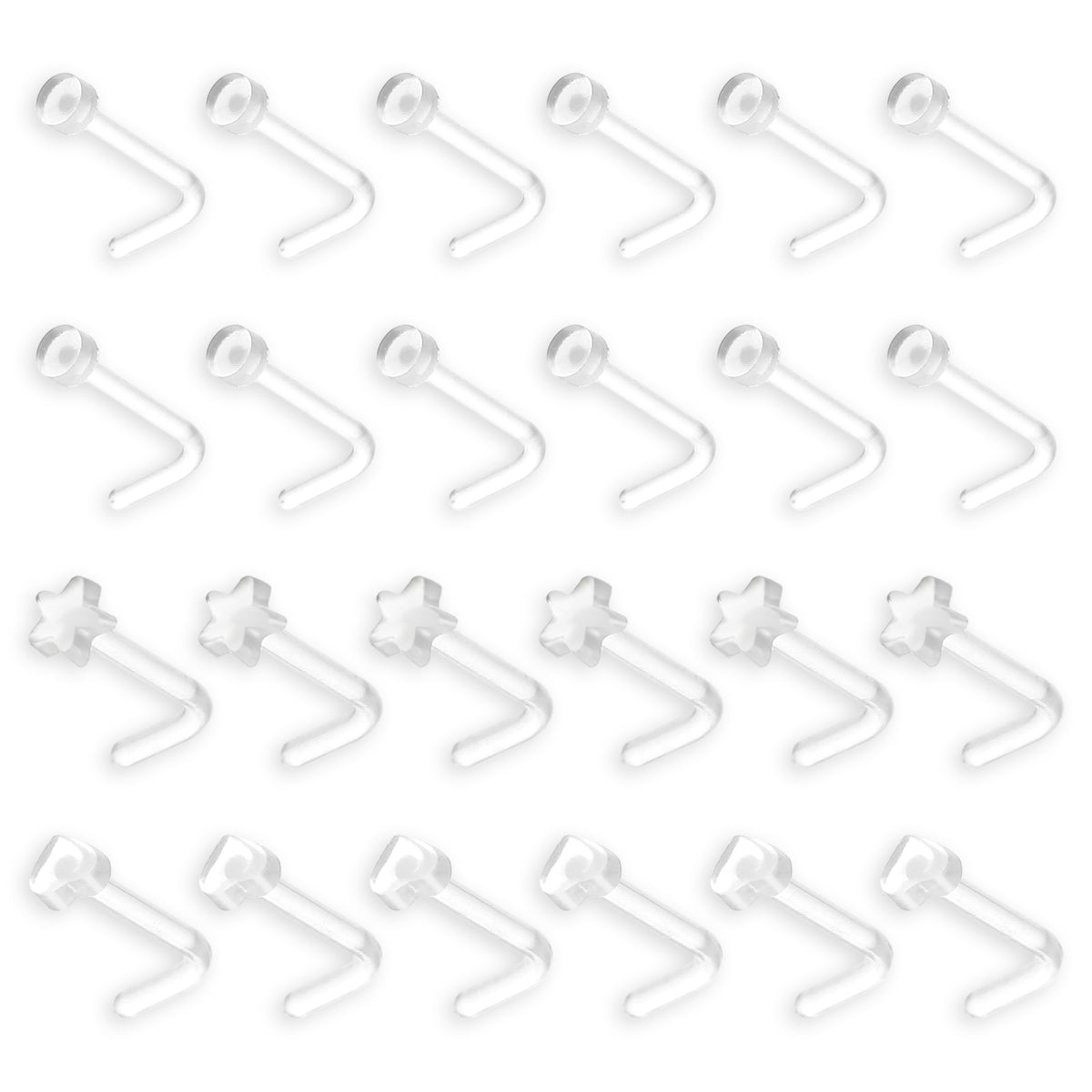 Gemoioio 18G Clear Nose Studs,L Shaped Clear Nose Rings for Work