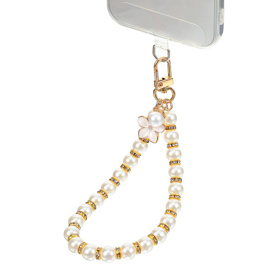 HekouJiub Phone Chain Wristlet, Detachable Beaded Cell Phone Wrist Strap, Lanyard Wristlet Keychain Charms for Women - Cute Beaded Chain Bracelet with Clear Tether Tabs