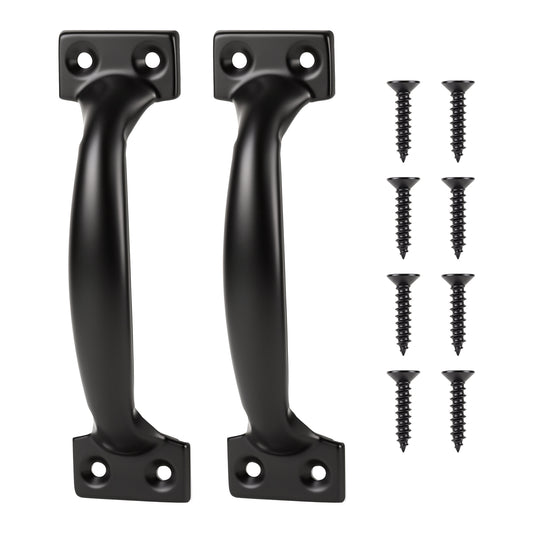 HaiFafafaing 2 Sets Rustic Gate Handle- Iron Bow Shaped Metal Handle Pull with Screw for Gate Barn Door, Closet, Garage, Includes Install Hardware, Easy to Install