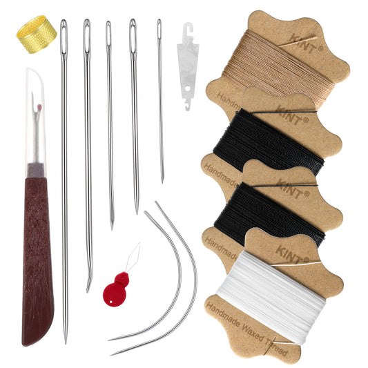 Upholstery Repair Kit, Upholstery Needle and Thread with 4Pcs Heavy Duty Wax Thread, 7Pcs Leather Sewing Needles for Canvas, Carpet, Furniture, Shoe Quilting