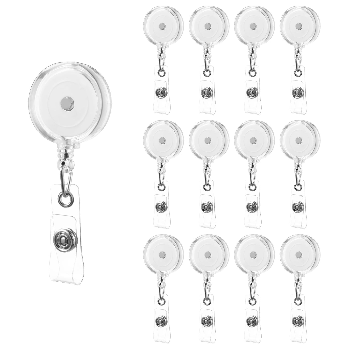 12 Pack Badge Reels Retractable with Swivel Alligator Clip, Badge Reels Holder Retractable Badge Holder Reels for Students, Teachers, Office Workers