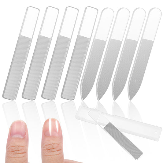 8Pcs Glass Nail Files Nano Shiner Files Nail Buffers Crystal Polisher with Case Professional Fingernail Files for Women Natural Nails