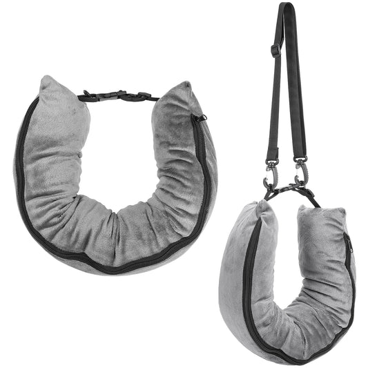 Neyauo Stuffable Travel Pillow, Adjustable Neck Size, Velvet Storage Bag, Multifunctional Sleeping Rest Cushion, Travel Essentials