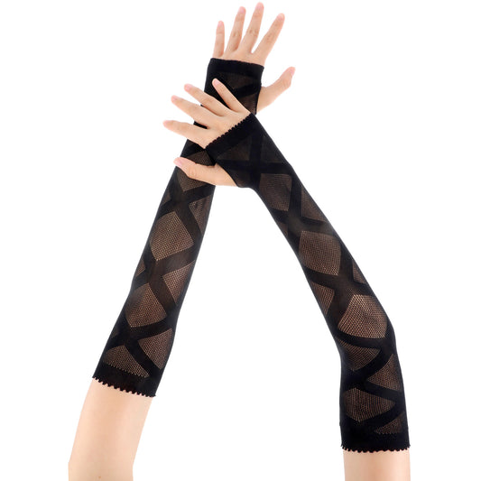 Neyauo Fishnet Gloves Fingerless, Black Mesh Gloves, Long Nylon Glove For Women, Gothic Accessories for Halloween Carnival Cosplay Costume