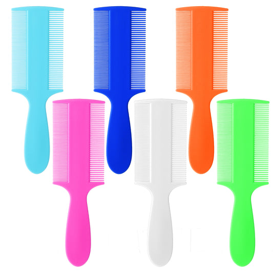 6 Pcs Baby Comb Double Sided, Plastic Tick Comb, Ultra-fine Toothed Lice Combs with Handle for Newborns, Adults and Pets (Multi-Colors)
